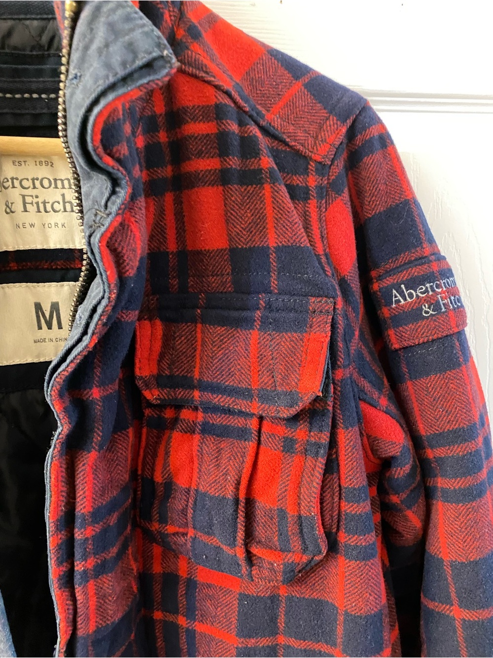 Vintage Abercrombie & Fitch Buffalo plaid wool field jacket Men’s size Medium - Picture 8 of 10